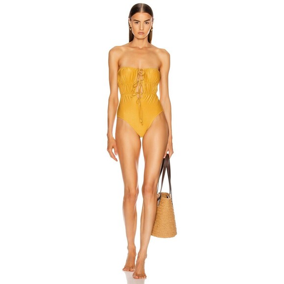 Solid & Striped The Paula One Piece Bikini Swimsuit In Glitter Gold Size XS - Picture 6 of 10